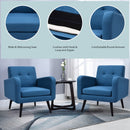 Modern Upholstered Comfy Accent Chair Single Sofa with Rubber Wood Legs-Navy