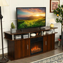63" TV Entertainment Console Center with 2 Cabinets-Walnut