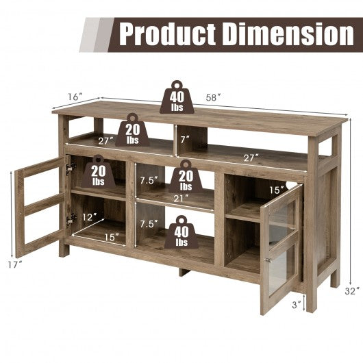 58" TV Stand Entertainment Console Center with 2 Cabinets-Natural