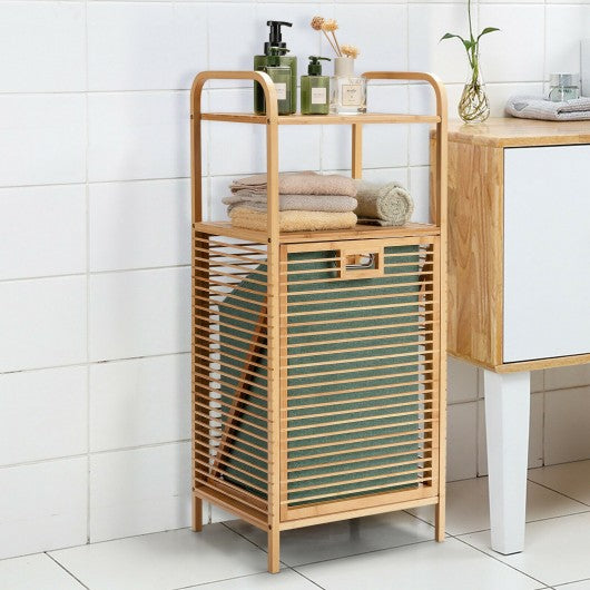Tilt out Bamboo Shelf Slat Frame Storage Laundry Hamper