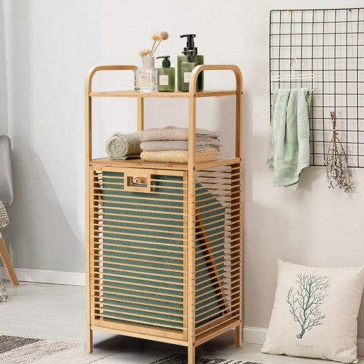 Tilt out Bamboo Shelf Slat Frame Storage Laundry Hamper