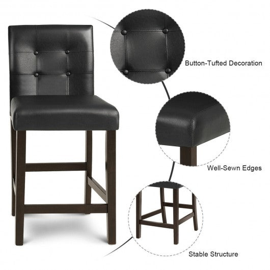 Set of 2 PVC Leather Bar Stools