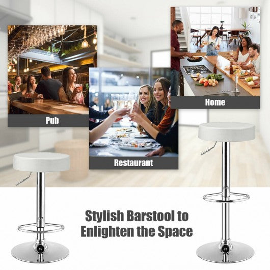 1 PC Round Bar Stool Adjustable Swivel Pub Chair-White