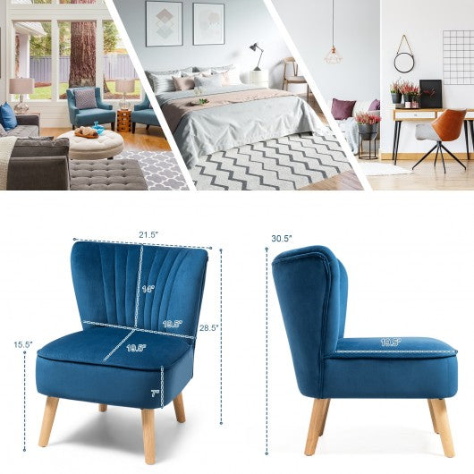 Armless Accent Chair Modern Velvet Leisure Chair-Blue