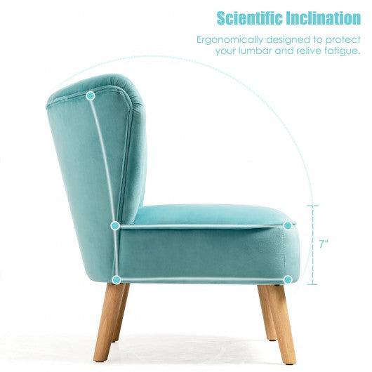 Armless Accent Chair Modern Velvet Leisure Chair-Green