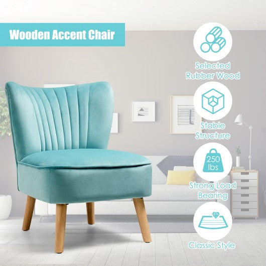 Armless Accent Chair Modern Velvet Leisure Chair-Green