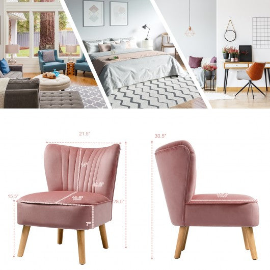 Armless Accent Chair Modern Velvet Leisure Chair-Pink