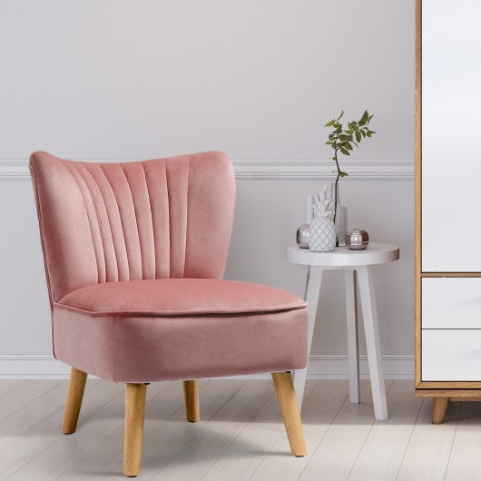 Armless Accent Chair Modern Velvet Leisure Chair-Pink