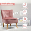 Armless Accent Chair Modern Velvet Leisure Chair-Pink