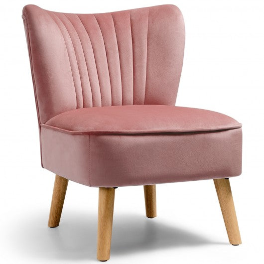 Armless Accent Chair Modern Velvet Leisure Chair-Pink
