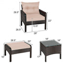 5 Pcs Patio Rattan Wicker Sofa Furniture Set