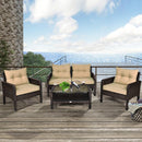 4 pcs Patio Rattan Free Combination Sofa Set with Cushion and Coffee Table