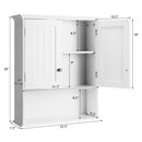Wall Mount Bathroom Cabinet Storage Organizer with Doors and Shelves-White