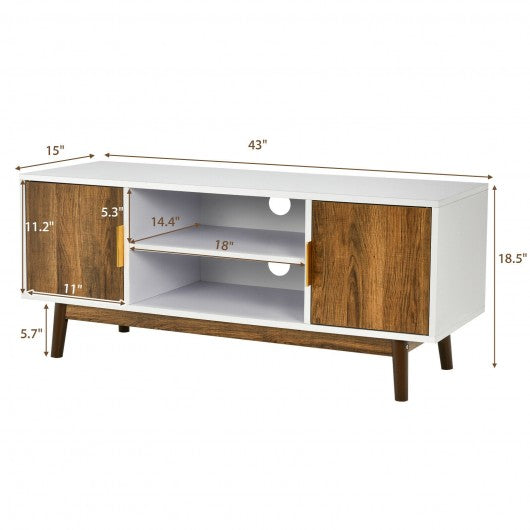 TV Stand Entertainment Media Console with 2 Storage Cabinets and Open Shelves