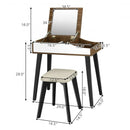 Vanity Table Set with Flip Top Mirror and Padded Stool-Wood