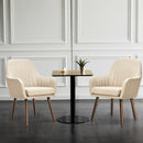 Set of 2 Fabric Upholstered Accent Chairs with Wooden Legs-Beige