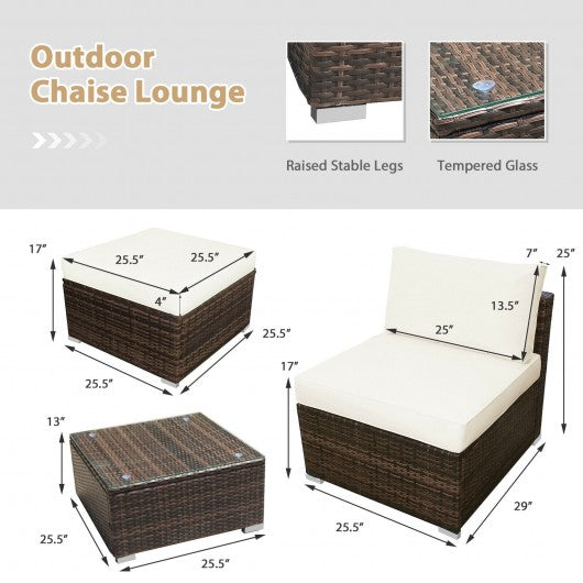 5 PCS Patio Rattan Wicker Furniture Set with Cushions