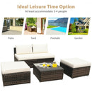 5 PCS Patio Rattan Wicker Furniture Set with Cushions