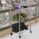 3-Tier Utility Cart Heavy Duty Wire Rolling Cart with Handle Bar Storage Trolley