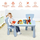 3-Piece Toddler Multi Activity Play Dining Study Kids Table and Chair Set-Blue