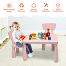 3-Piece Toddler Multi Activity Play Dining Study Kids Table and Chair Set-Pink