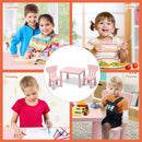 3-Piece Toddler Multi Activity Play Dining Study Kids Table and Chair Set-Pink