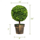 2 Pcs 24" Artificial Boxwood Topiary Ball Tree for House and Office