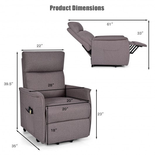 Electric Power Fabric Padded Lift Massage Chair Recliner Sofa-Beige