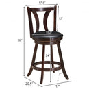 Set of 2 Swivel Bar stool 24" Counter Height Leather Padded Dining Kitchen Chair-24"