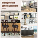 Set of 2 Swivel Bar stool 24" Counter Height Leather Padded Dining Kitchen Chair-24"