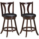 Set of 2 Swivel Bar stool 24" Counter Height Leather Padded Dining Kitchen Chair-24"