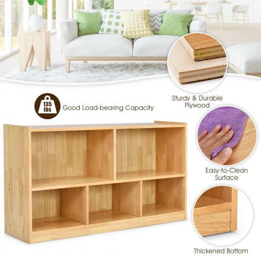Kids 5-Cube Storage Cabinet 2-Shelf Wood Bookcase Organizer
