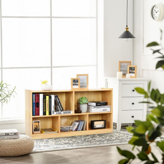 Kids 5-Cube Storage Cabinet 2-Shelf Wood Bookcase Organizer