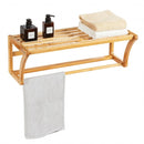 Bamboo Towel Bar Wall Mounted Storage Towel Rack Bathroom Shelf