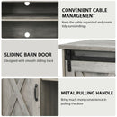 59" TV Stand with Adjustable Shelf and Sliding Barn Door Cabinet-Gray