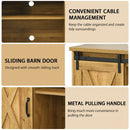59" TV Stand with Adjustable Shelf and Sliding Barn Door Cabinet-Golden