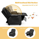 PU Leather Kids Recliner Chair with Cup Holders and Side Pockets-Black