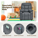 PU Leather Kids Recliner Chair with Cup Holders and Side Pockets-Gray