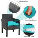 4Pcs Patio Rattan Wicker Furniture Set Conversation Sofa Bench Cushion-Turqiose