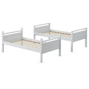 Twin Over Twin Bunk Bed Convertible 2 Individual Beds Wooden -White