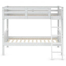 Twin Over Twin Bunk Bed Convertible 2 Individual Beds Wooden -White