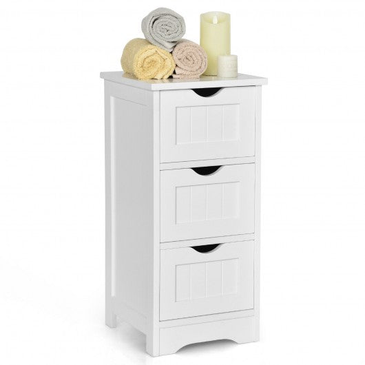Bathroom Wooden Free Standing Storage Side Floor Cabinet Organizer-3-Tier