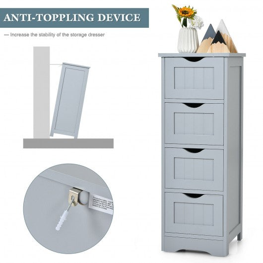 Floor Wooden Free Standing Storage Side Organizer for Bathroom-Gray