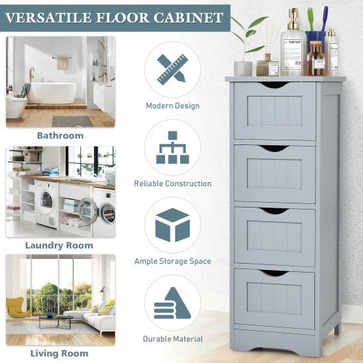 Floor Wooden Free Standing Storage Side Organizer for Bathroom-Gray