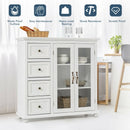 Buffet Sideboard Table Kitchen Storage Cabinet with Drawers and Doors-White