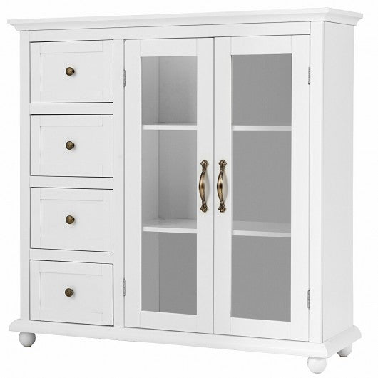Buffet Sideboard Table Kitchen Storage Cabinet with Drawers and Doors-White