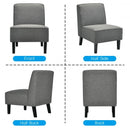 Single Fabric Modern Armless Accent  Sofa Chair with Rubber Wood Legs -Gray