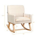 Rocking Chair Upholstered Armchair with Lumbar Support-Beige