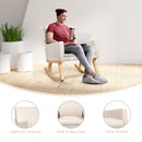Rocking Chair Upholstered Armchair with Lumbar Support-Beige