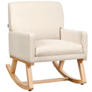 Rocking Chair Upholstered Armchair with Lumbar Support-Beige